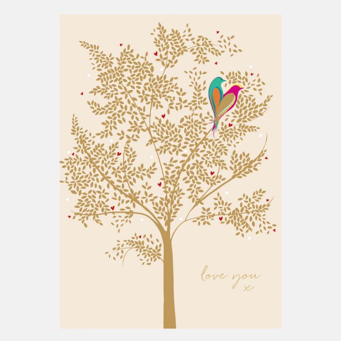 Birds In A Gold Tree Love You Card By Sara Miller London